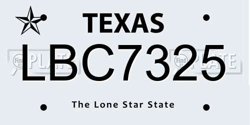 LBC7325 Texas License Plate