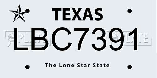 LBC7391 Texas License Plate
