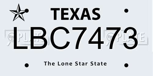 LBC7473 Texas License Plate