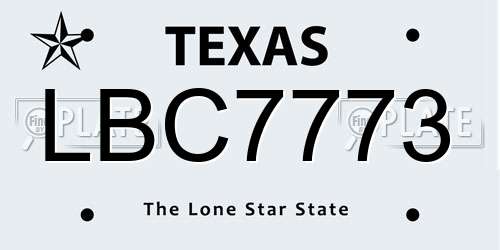 LBC7773 Texas License Plate
