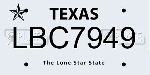 LBC7949 Texas License Plate