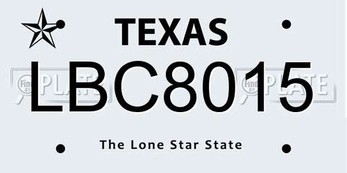 LBC8015 Texas License Plate