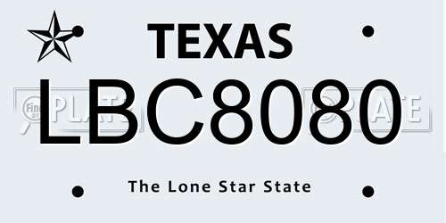 LBC8080 Texas License Plate