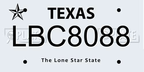 LBC8088 Texas License Plate