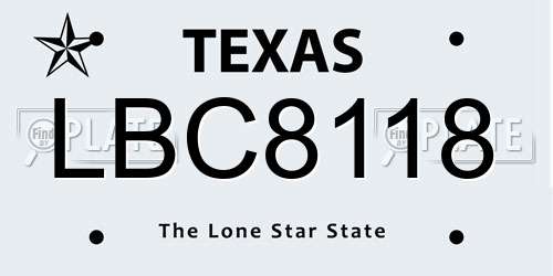 LBC8118 Texas License Plate