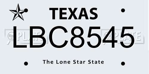 LBC8545 Texas License Plate