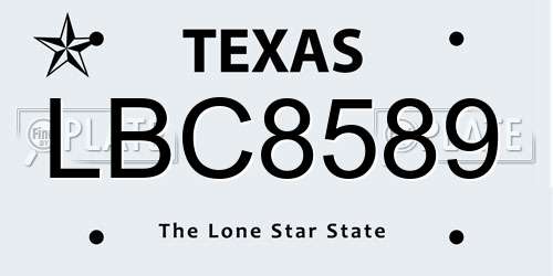 LBC8589 Texas License Plate
