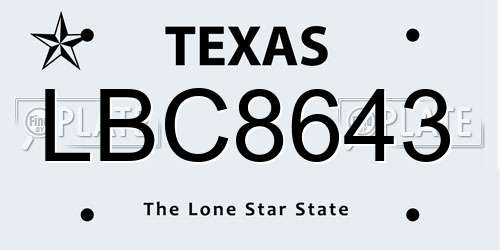 LBC8643 Texas License Plate