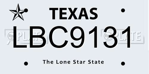 LBC9131 Texas License Plate