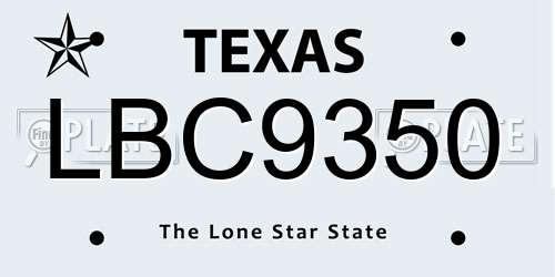 LBC9350 Texas License Plate