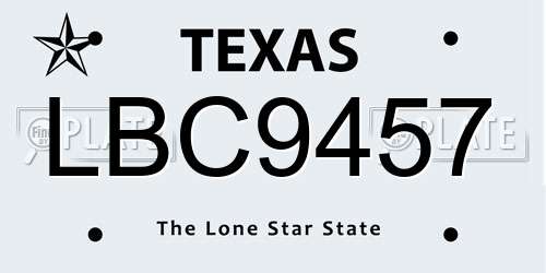 LBC9457 Texas License Plate
