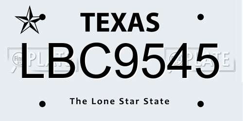 LBC9545 Texas License Plate