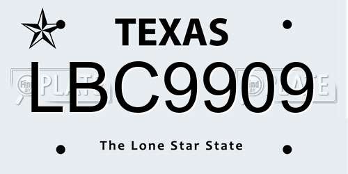 LBC9909 Texas License Plate