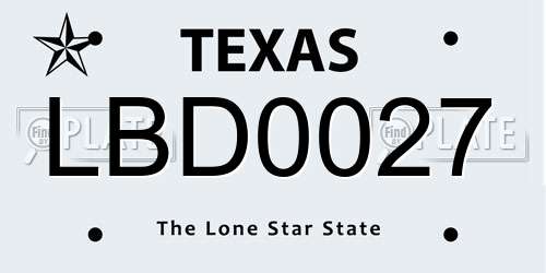 LBD0027 Texas License Plate