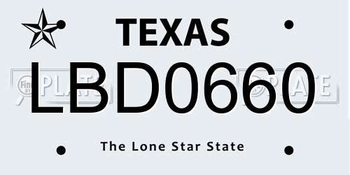 LBD0660 Texas License Plate