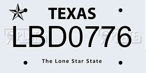 LBD0776 Texas License Plate