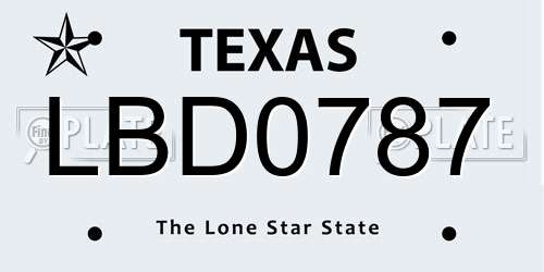 LBD0787 Texas License Plate