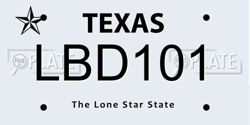 LBD101 Texas License Plate
