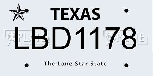 LBD1178 Texas License Plate