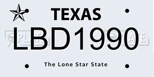 LBD1990 Texas License Plate