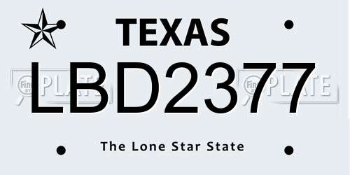 LBD2377 Texas License Plate