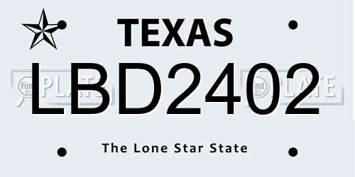 LBD2402 Texas License Plate