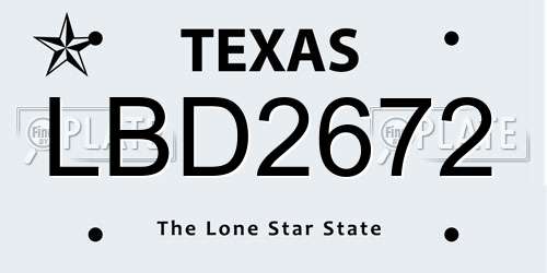 LBD2672 Texas License Plate