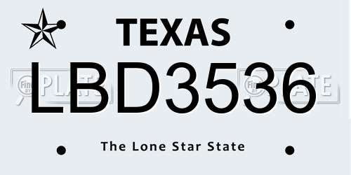 LBD3536 Texas License Plate