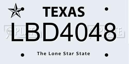 LBD4048 Texas License Plate