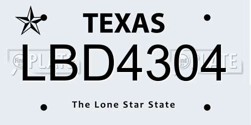 LBD4304 Texas License Plate