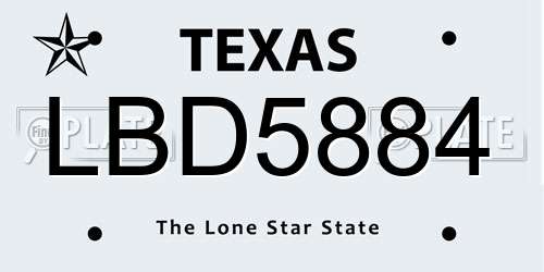 LBD5884 Texas License Plate