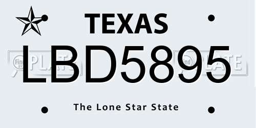 LBD5895 Texas License Plate