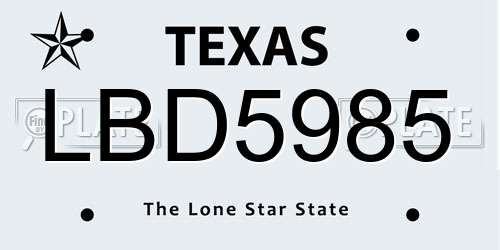 LBD5985 Texas License Plate
