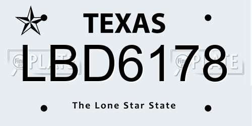 LBD6178 Texas License Plate