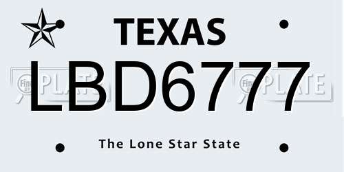 LBD6777 Texas License Plate