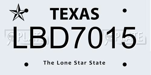 LBD7015 Texas License Plate