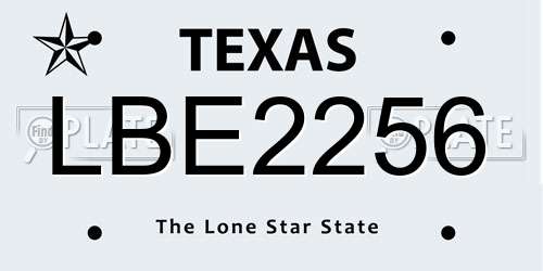 LBE2256 Texas License Plate