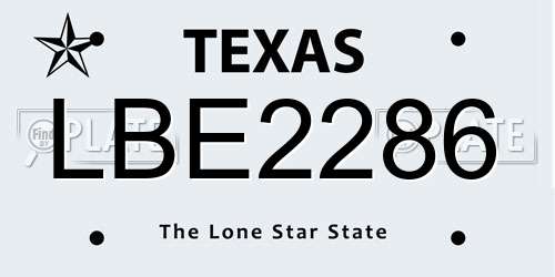 LBE2286 Texas License Plate