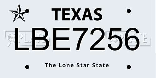 LBE7256 Texas License Plate