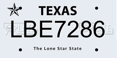 LBE7286 Texas License Plate