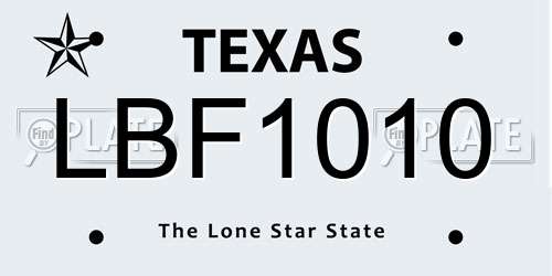 LBF1010 Texas License Plate