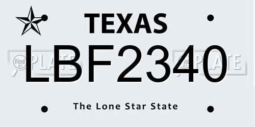 LBF2340 Texas License Plate