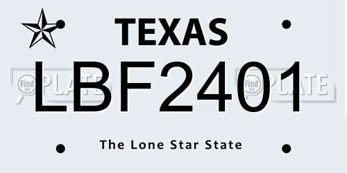 LBF2401 Texas License Plate