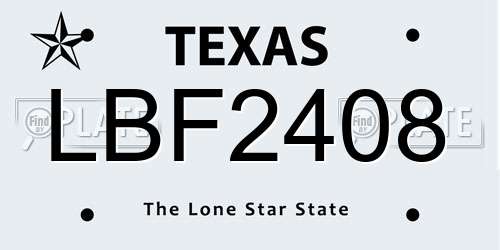 LBF2408 Texas License Plate