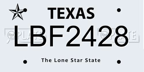 LBF2428 Texas License Plate