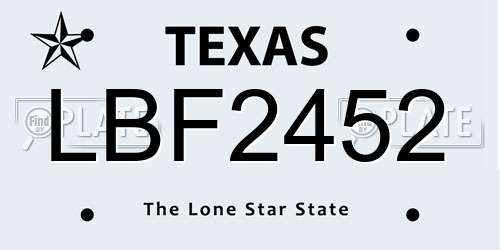 LBF2452 Texas License Plate
