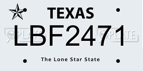 LBF2471 Texas License Plate