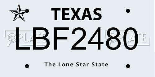 LBF2480 Texas License Plate