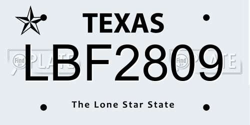 LBF2809 Texas License Plate