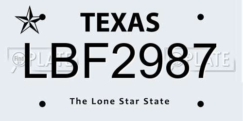 LBF2987 Texas License Plate